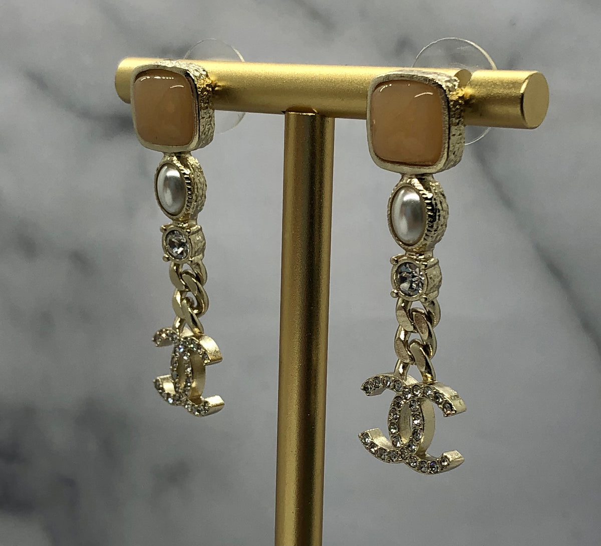 CHANEL CC Rhinestone Pendant Earrings - Pre-Owned — 4