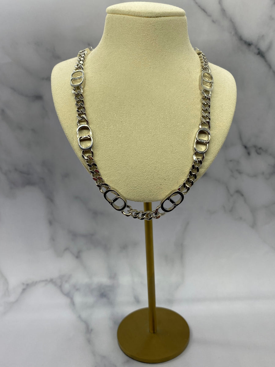 CHRISTIAN DIOR CD UNISEX Silver Tone Chain Necklace - Pre-Owned — 1