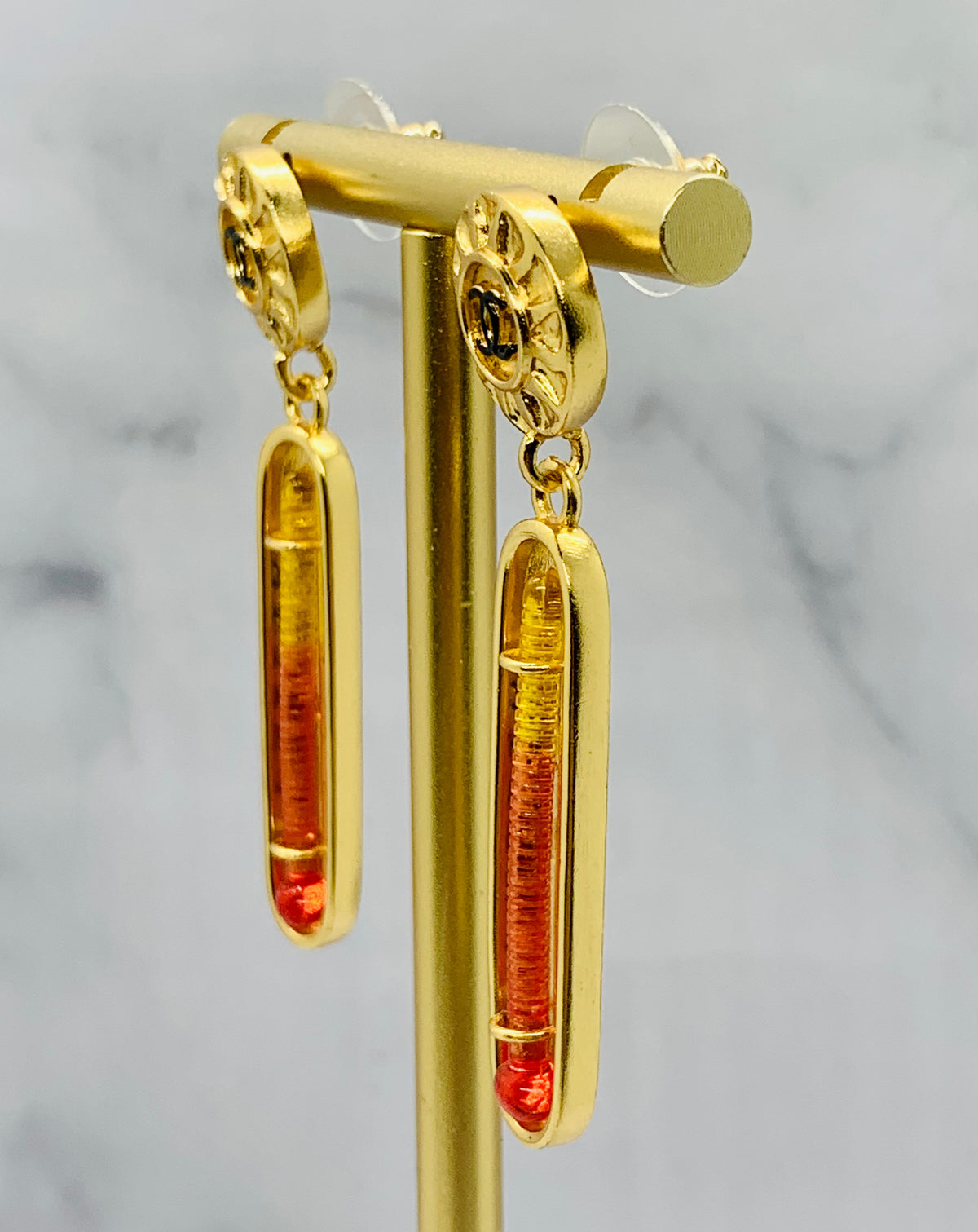 CHANEL CC Thermometer Pendant Earrings - Pre-Owned — 3