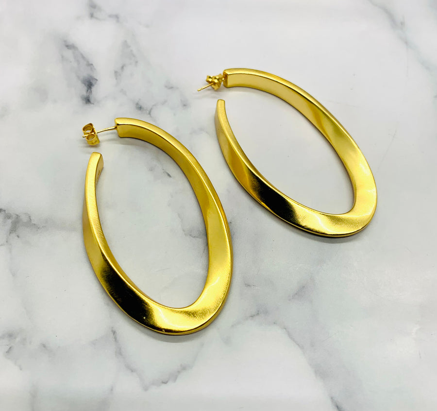 YSL YVES SAINT LAURENT Gold Tone Hoop Earrings - Pre-Owned