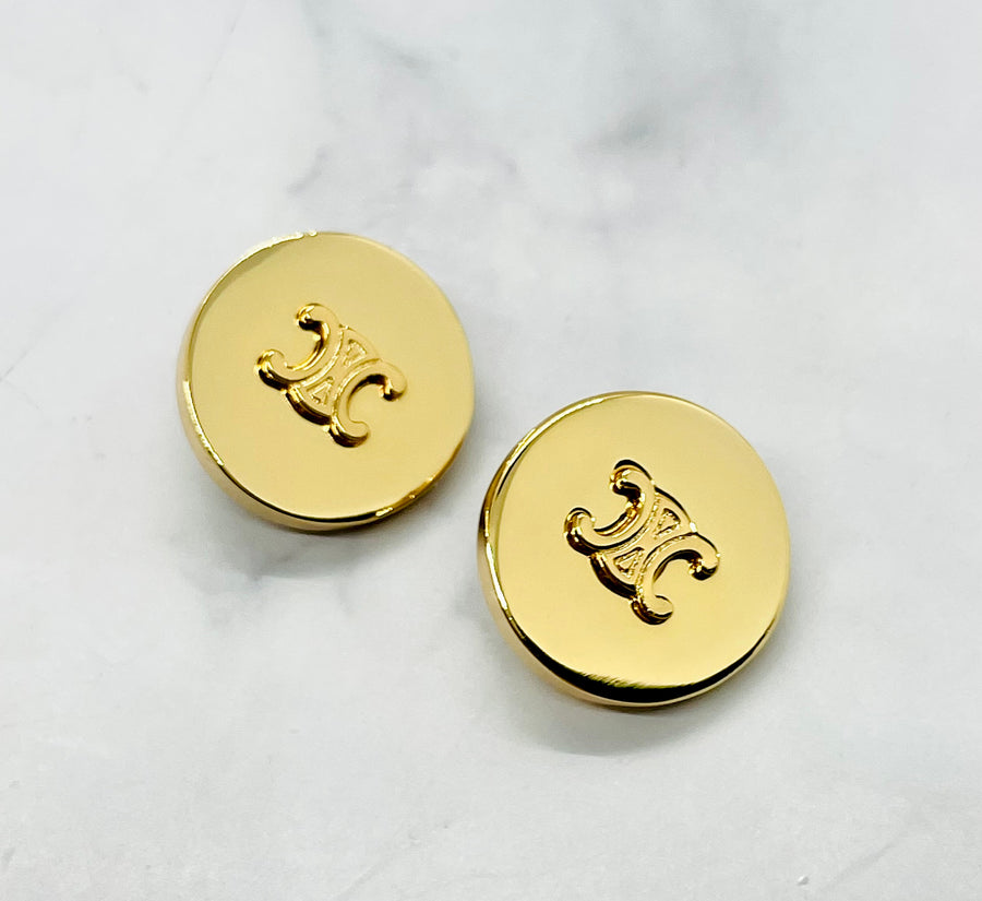 CELINE Monogram Disc Clip On Earrings - Pre-Owned — 1