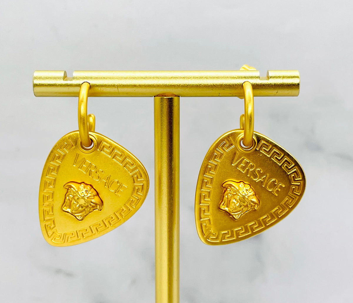 VERSACE Medusa Gold Tone Guitar Pick Pendant Earring - Pre-Owned — 6