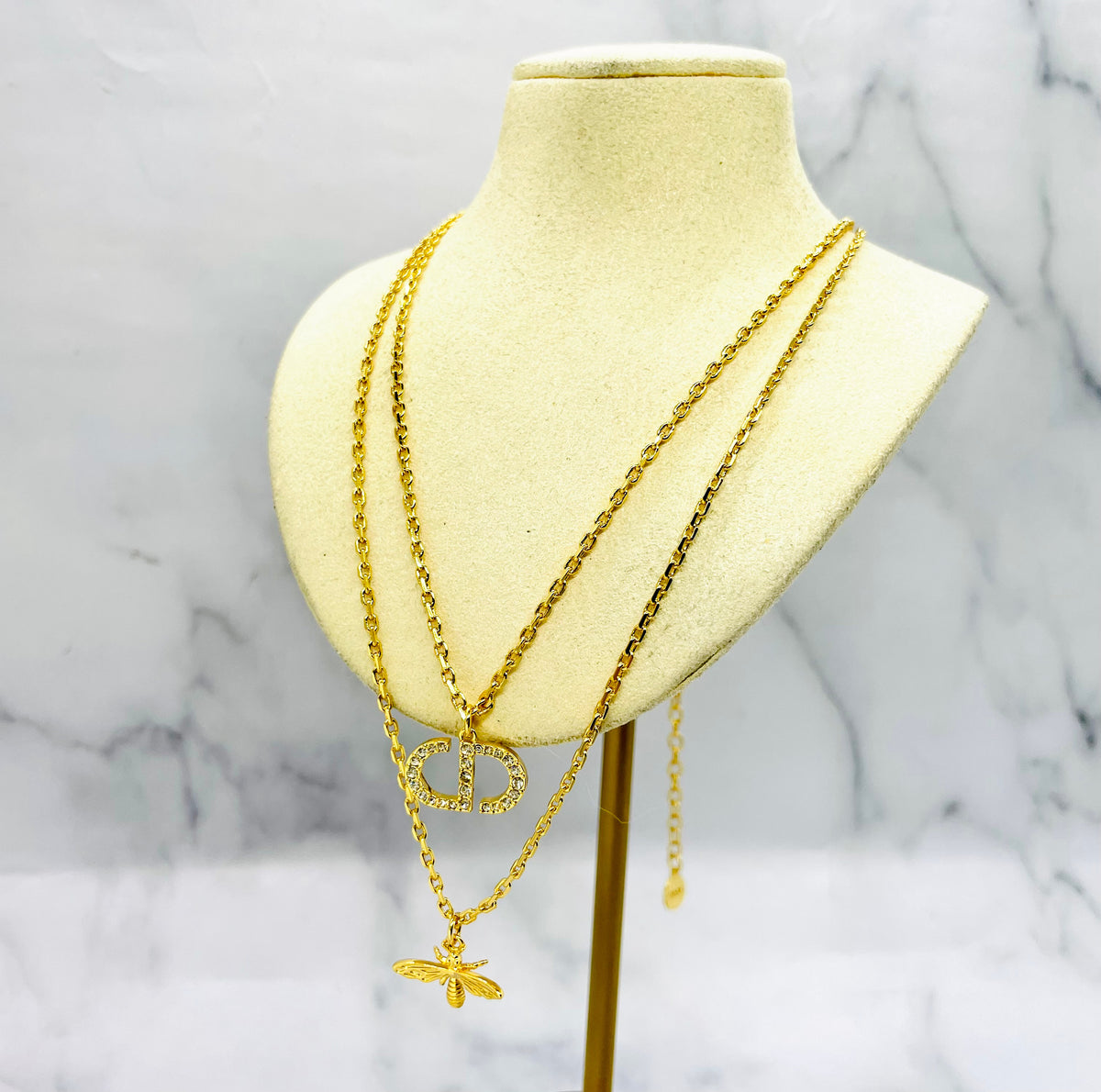 CHRISTIAN DIOR CD Rhinestone Double Strand Necklace - Pre-Owned — 5