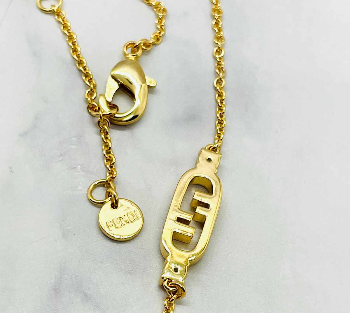 FENDI F Rhinestone Monogram Necklace - Pre-Owned — 5