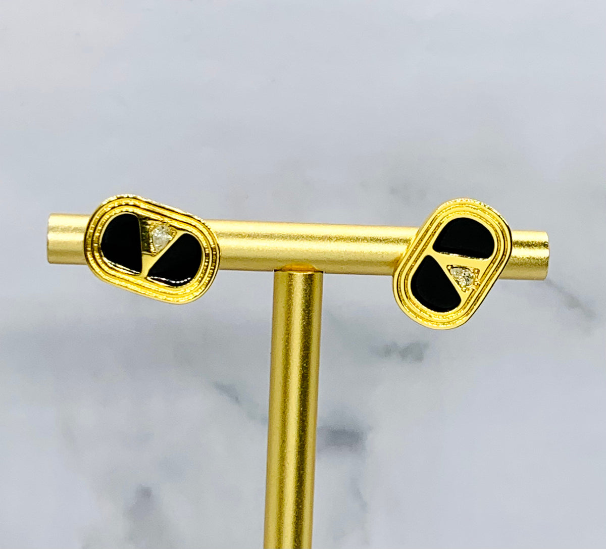 VALENTINO V Black Rhinestone Stud Earrings - Pre-Owned — 6