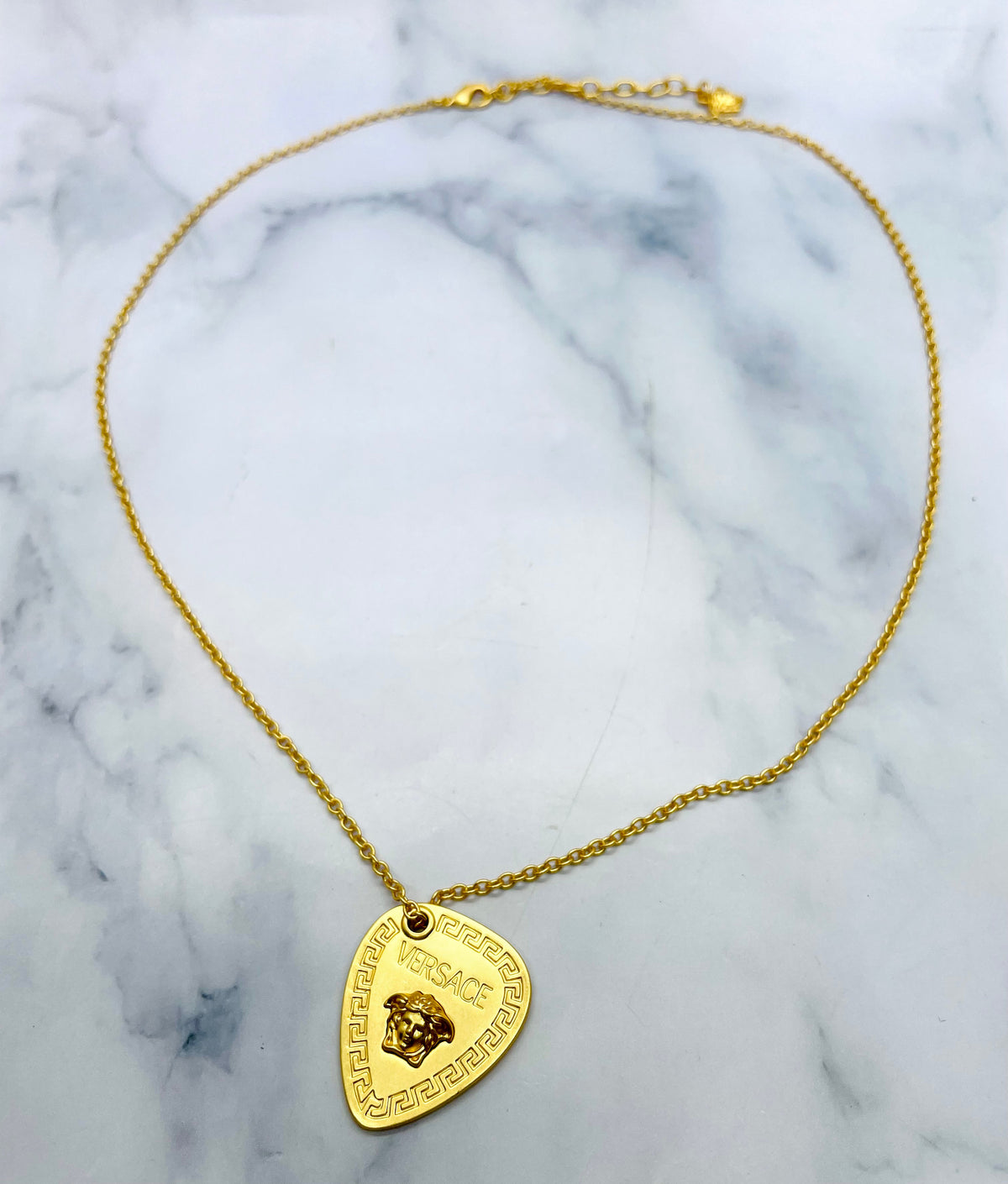 VERSACE Gold Tone Guitar Pick Chain Necklace - Pre-Owned — 1