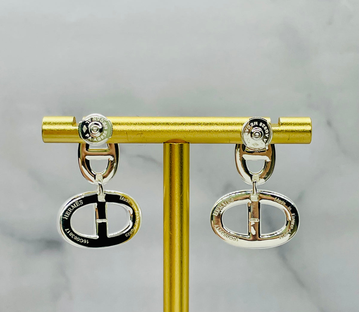 HERMES Silver Tone Pendant Earrings - Pre-Owned — 2