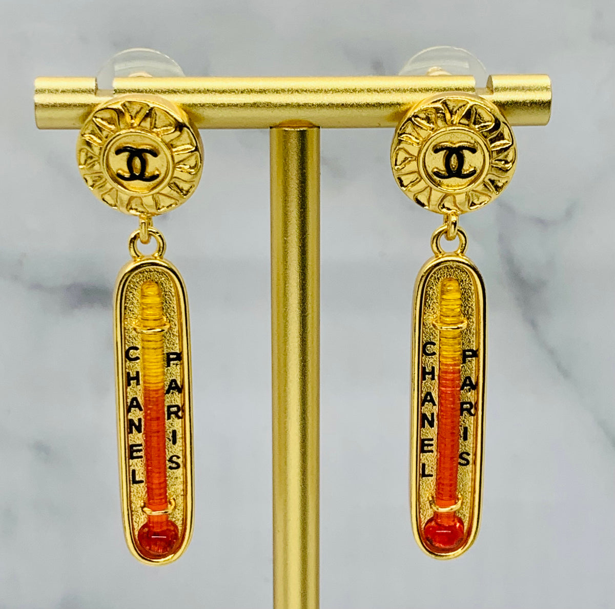 CHANEL CC Thermometer Pendant Earrings - Pre-Owned — 5