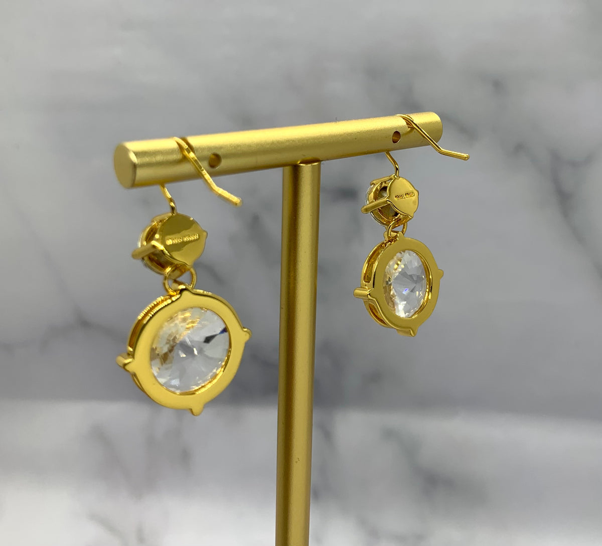 MIU MIU Rhinestone Gold Pendant Earrings - Pre-Owned — 5