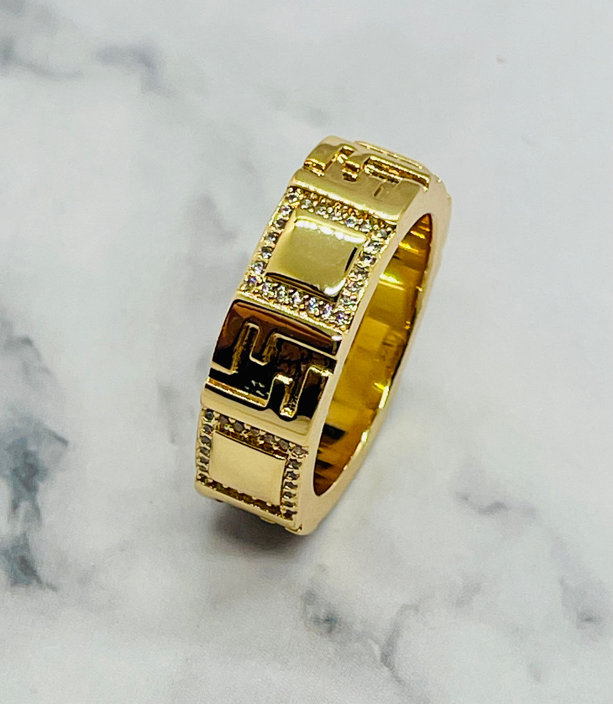 FENDI FF Rhinestone Monogram Ring Size 7 M - Pre-Owned — 2