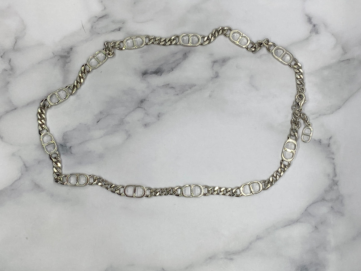 CHRISTIAN DIOR CD UNISEX Silver Tone Chain Necklace - Pre-Owned — 3