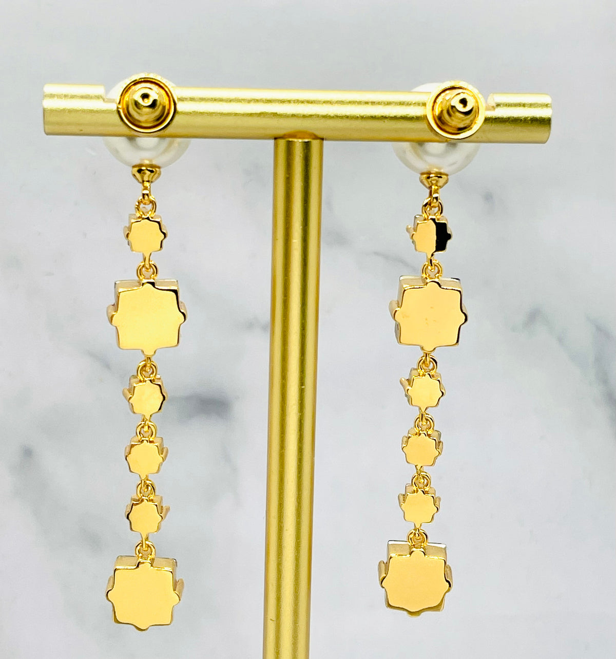 VALENTINO Pearl & Rhinestone Pendant Earrings - Pre-Owned — 3