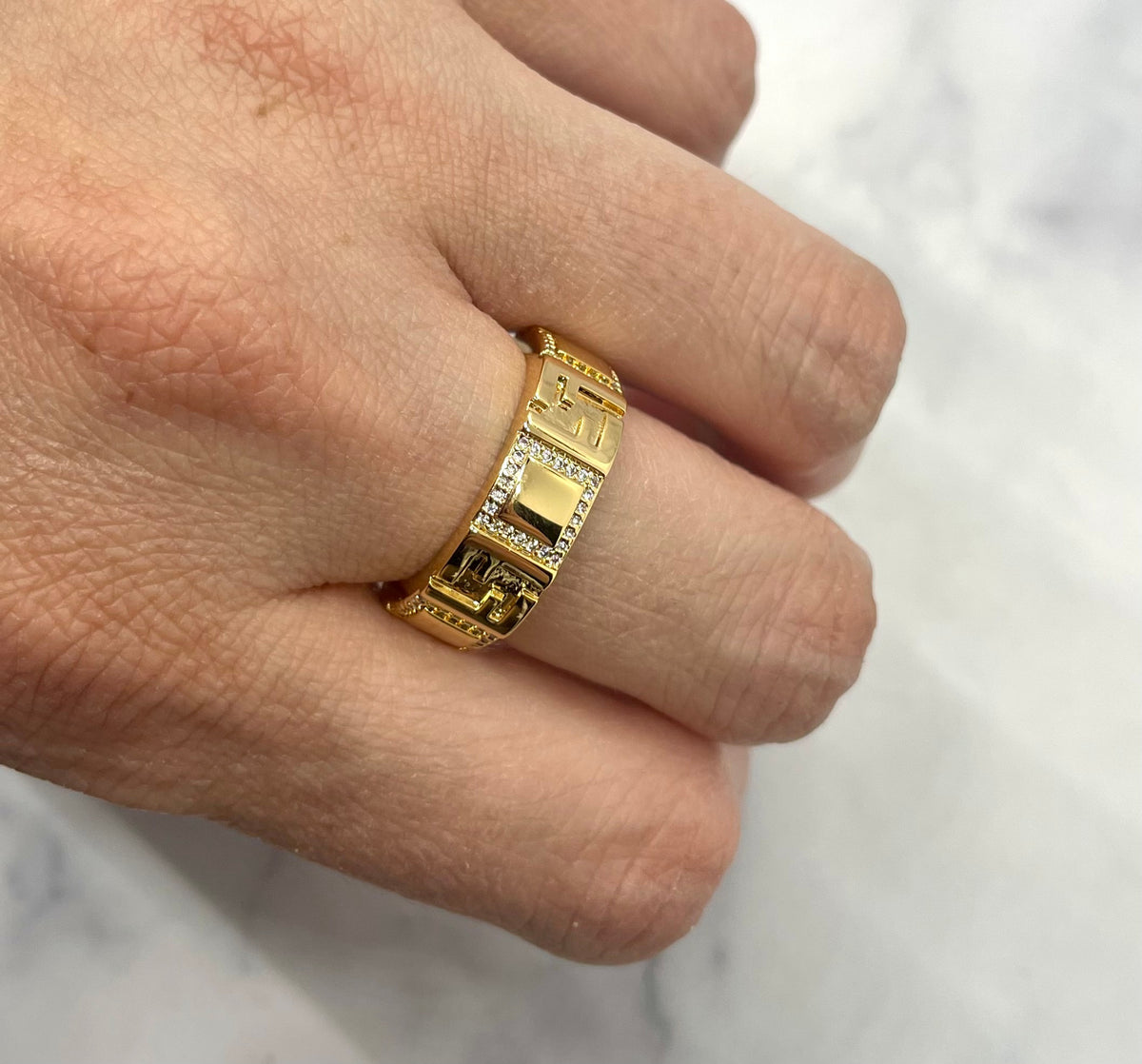 FENDI FF Rhinestone Monogram Ring Size 7 M - Pre-Owned — 1