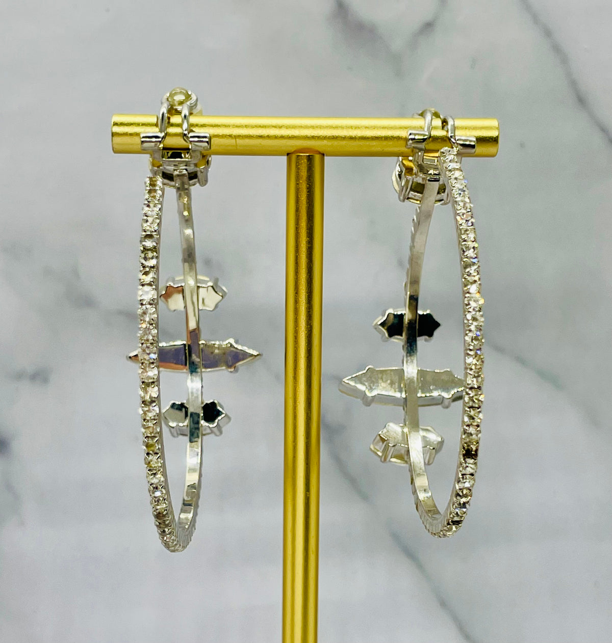 MIU MIU Rhinestone Hoop Earrings Missing Two Stones - Pre-Owned / MA5969 — 5