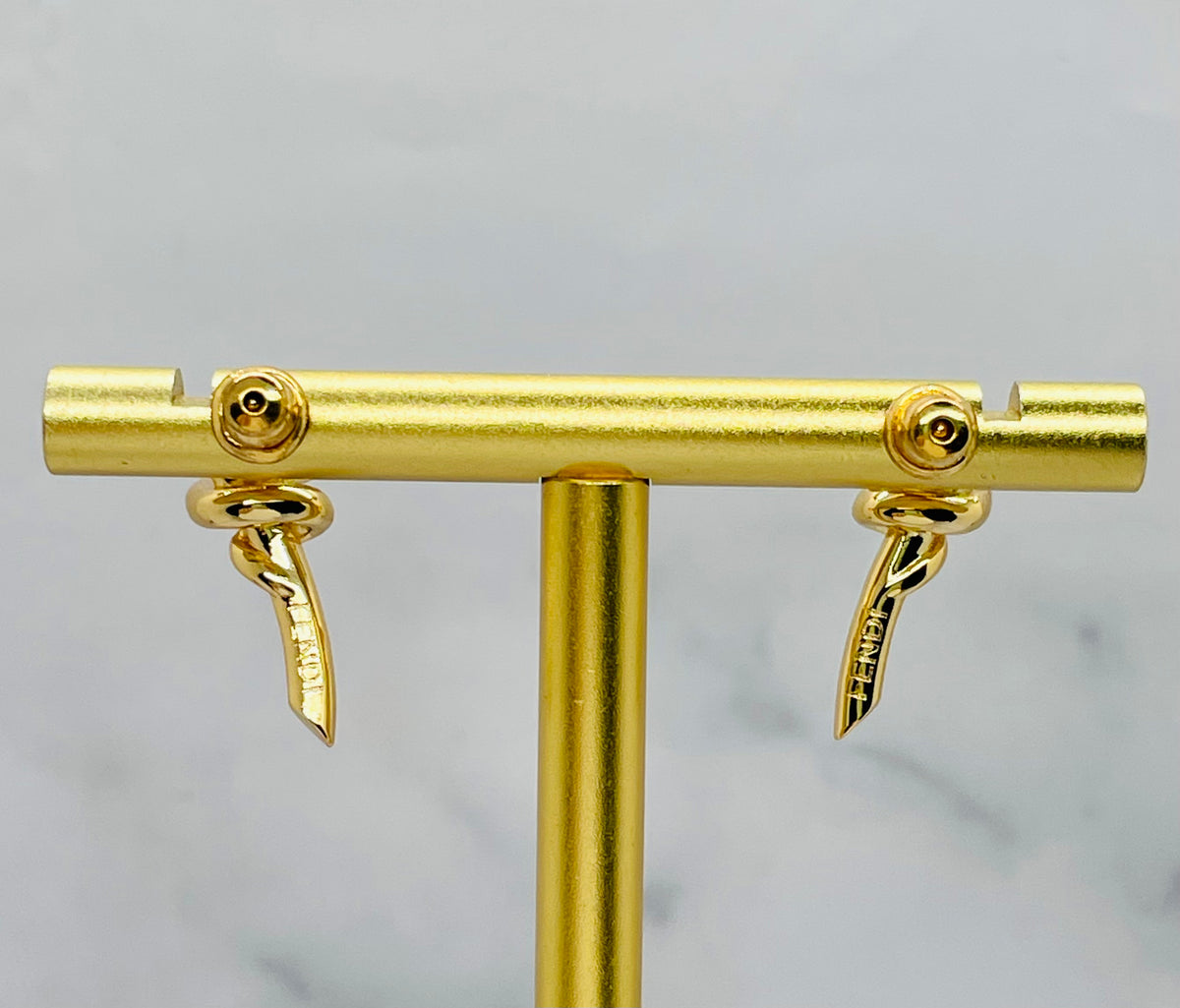 FENDI Filo Gold Tone Knot F Earrings - Pre-Owned — 2