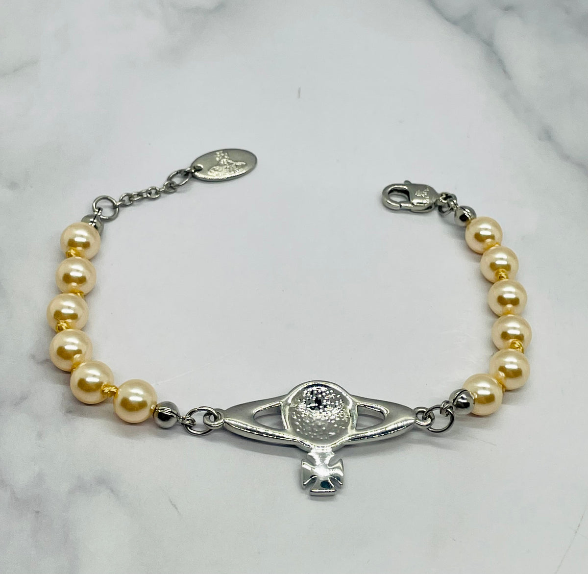 VIVIENNE WESTWOOD Orb Peach Tone Pearl Bracelet - Pre-Owned — 3