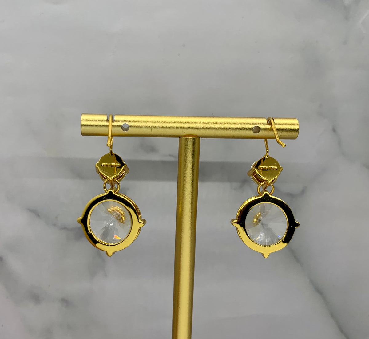 MIU MIU Rhinestone Gold Pendant Earrings - Pre-Owned — 2