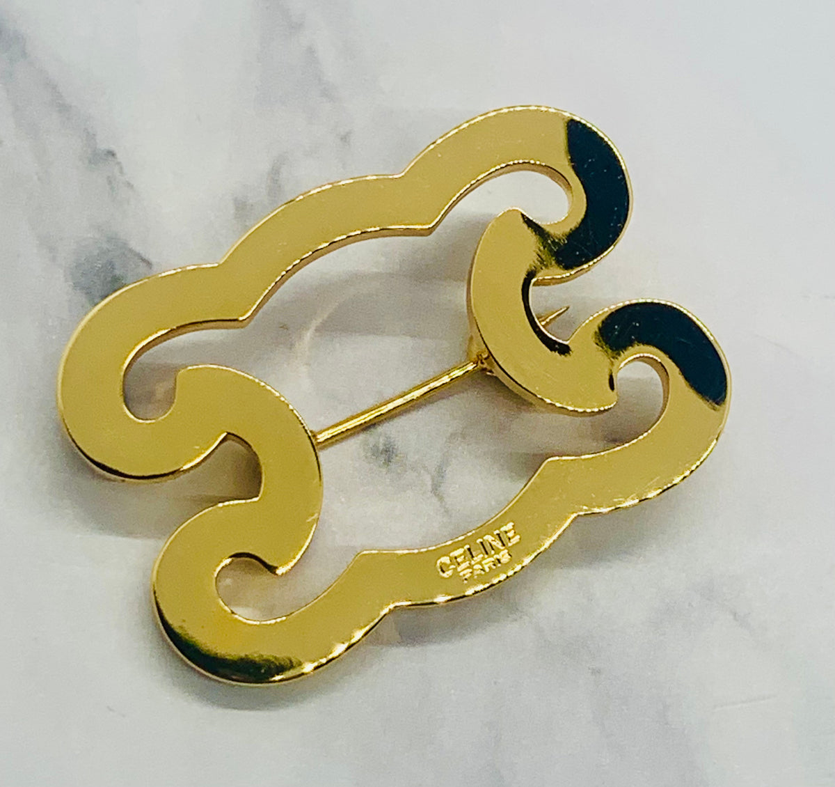 CELINE Monogram Gold Tone Brooch Pin - Pre-Owned — 4