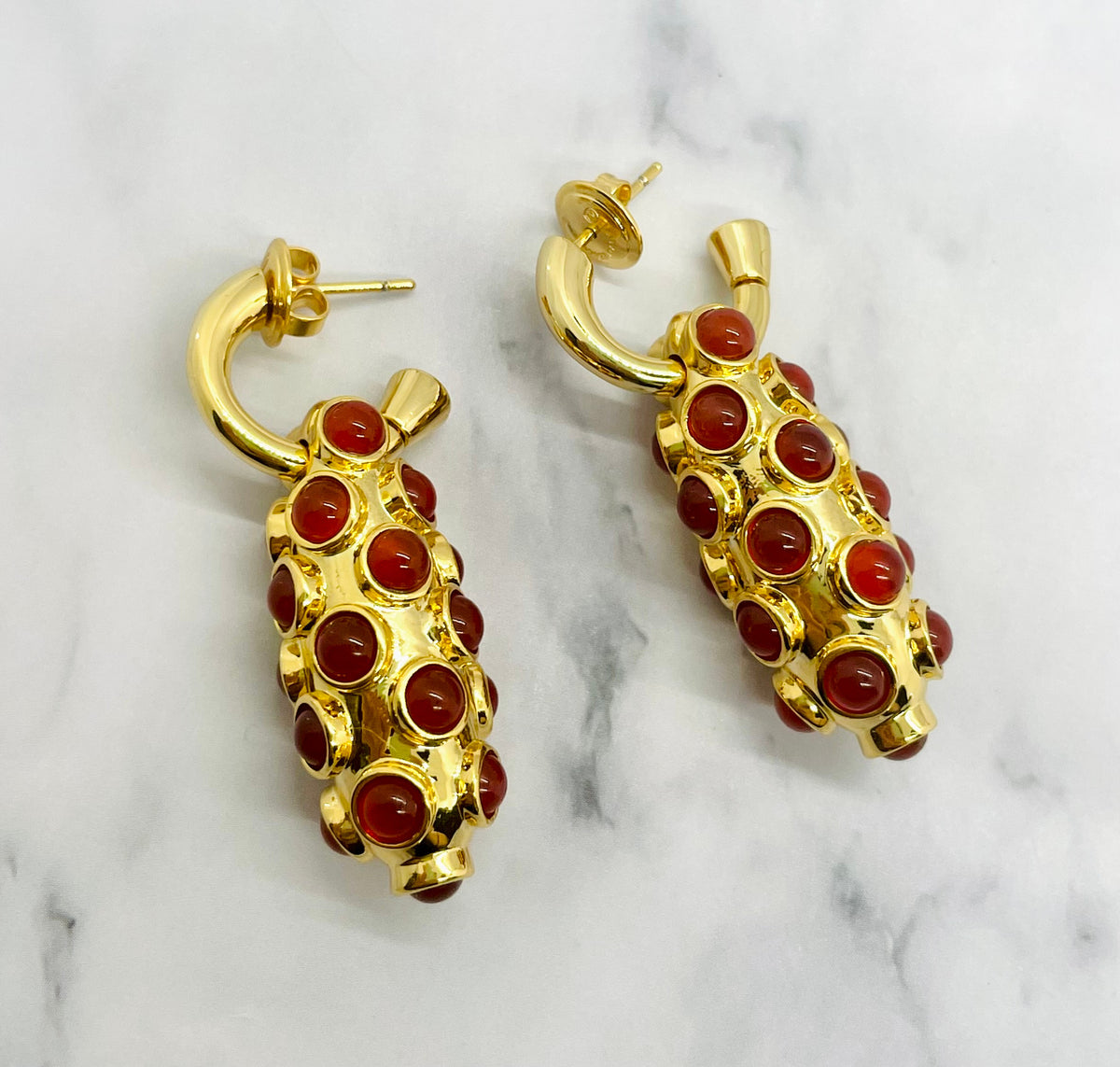 BOTTEGA VENETA Jasper Cabochon Pendant Earrings - Pre owned / MI6359 — 1