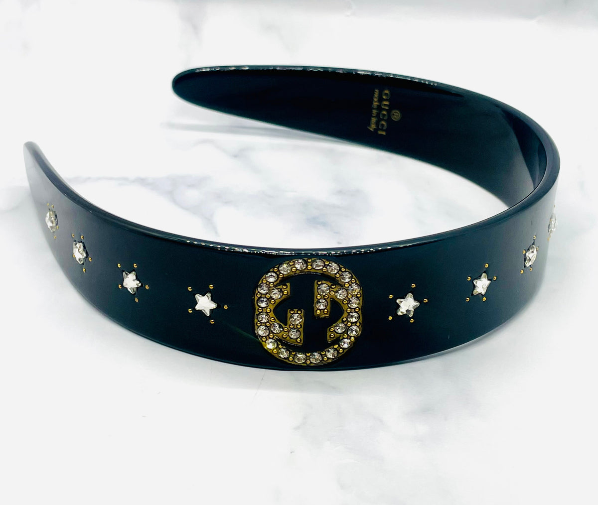 GUCCI GG Rhinestone Black Tone Hairband - Pre-Owned — 5