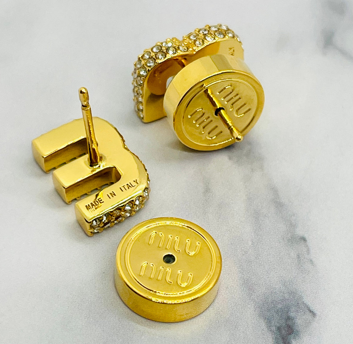 MIU MIU M Rhinestone Earrings - Pre-Owned — 3