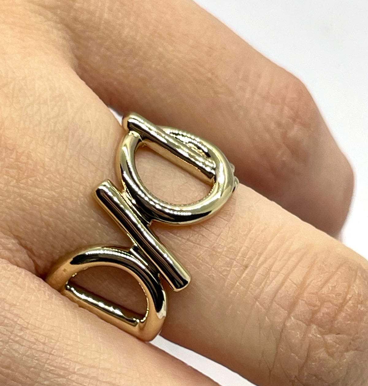 CHRISTIAN DIOR Silver Tone Monogram Ring Size 6 - Pre-Owned — 1