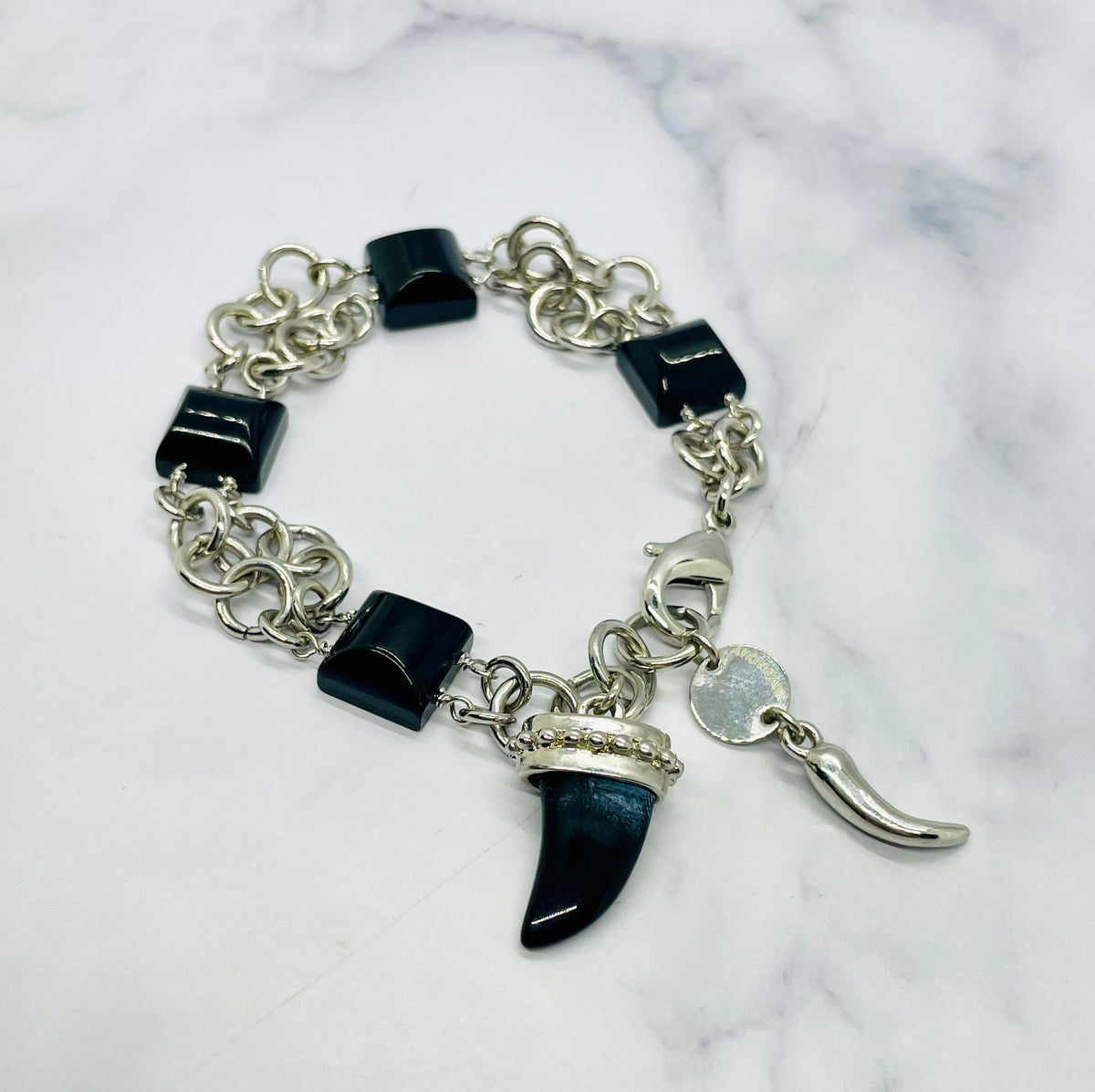 GIVENCHY Horn Silver & Black Bracelet - Pre-Owned — 4