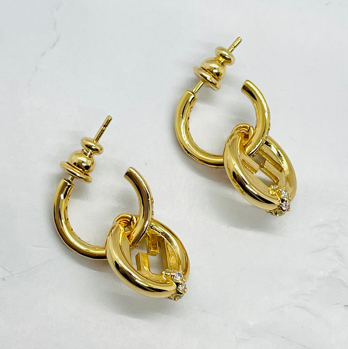 FENDI FF Rhinestone Hoop Earrings - Pre-Owned — 4