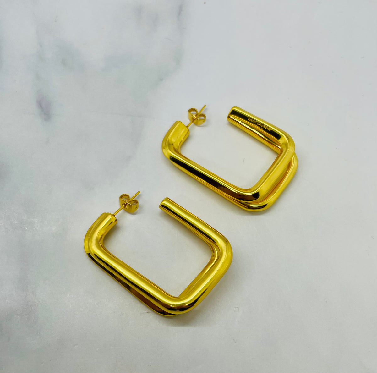 YSL YVES SAINT LAURENT Gold Tone Square Hoop Earrings - Pre-Owned — 5