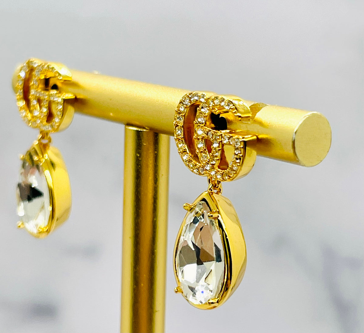 GUCCI GG Rhinestone Pendant Earrings - Pre-Owned — 5