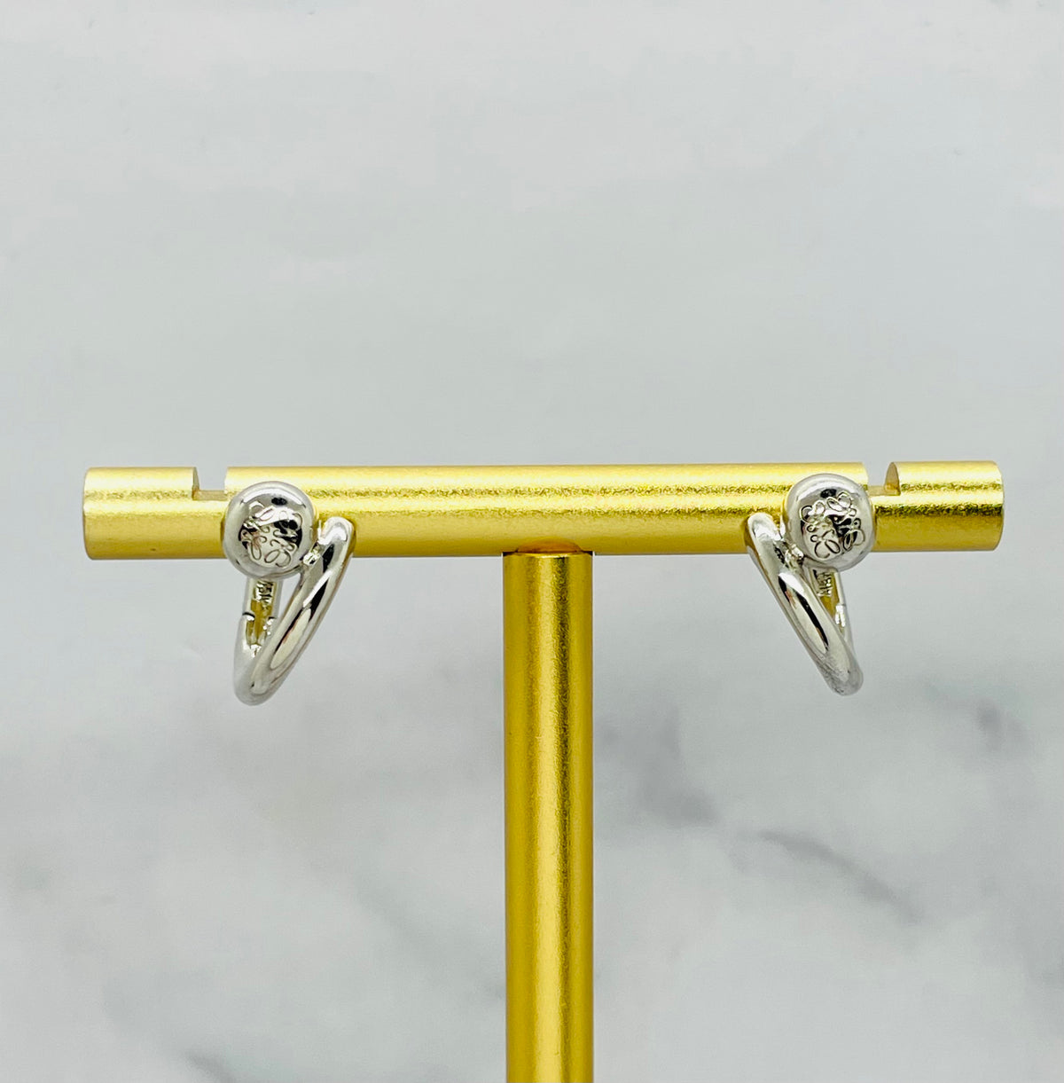 LOEWE Silver Monogram Hoop Earrings - Pre-Owned — 5