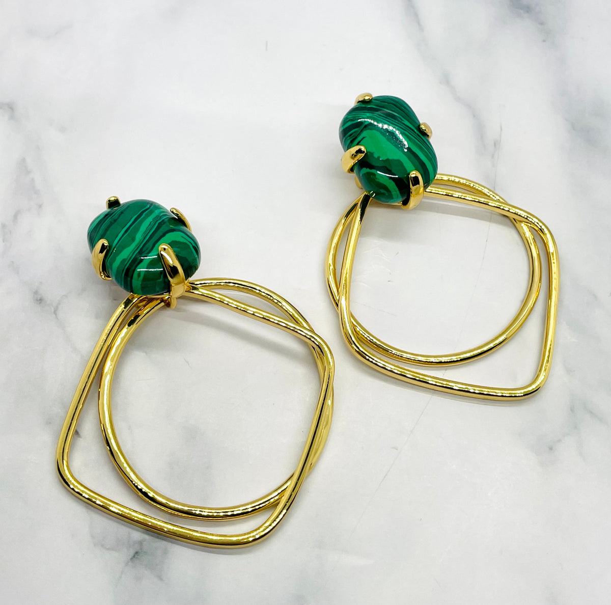 YSL YVES SAINT LAURENT Malachite Earrings - Pre-Owned — 1