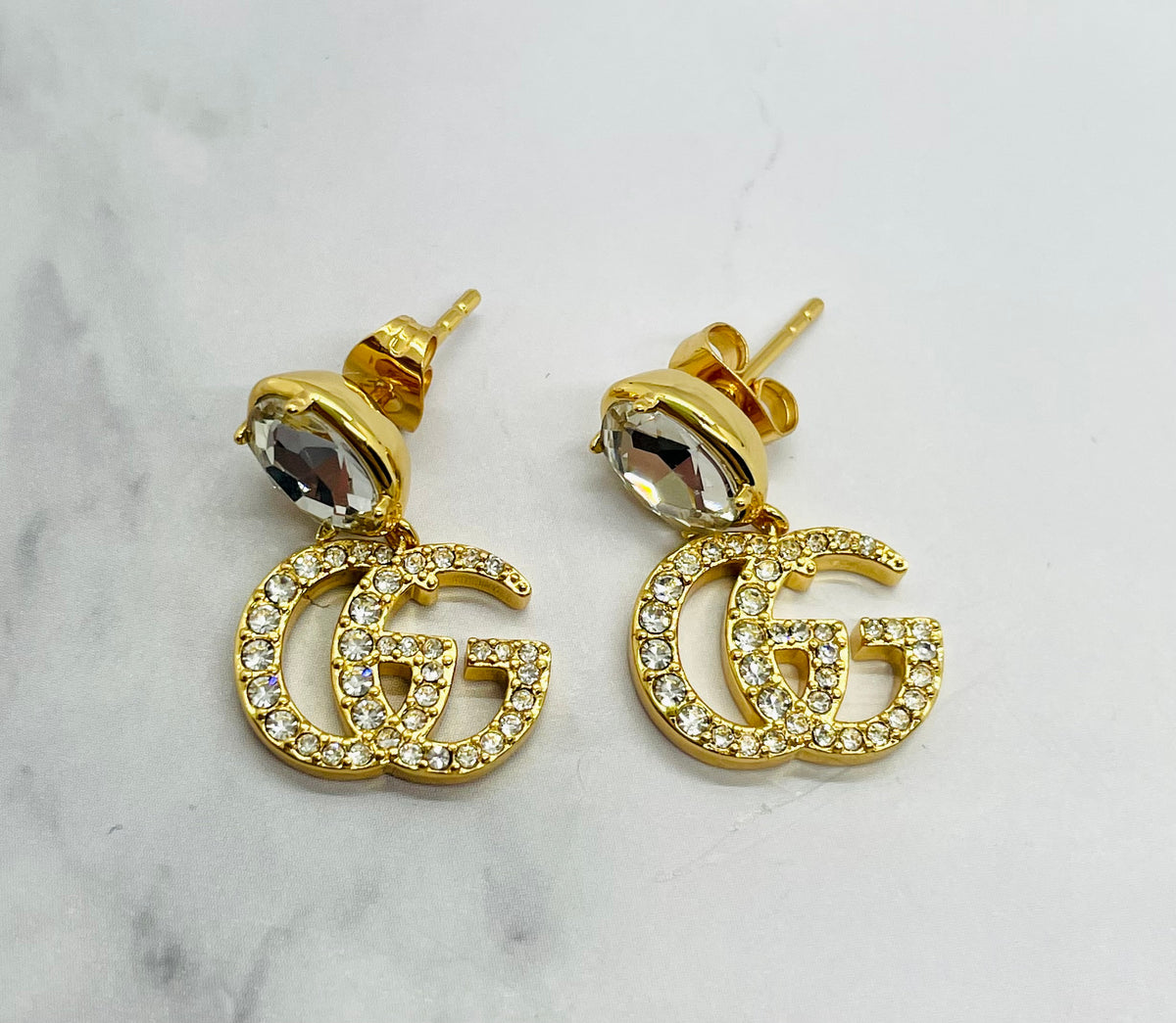 GUCCI GG Rhinestone Pendant Earrings - Pre-Owned — 5