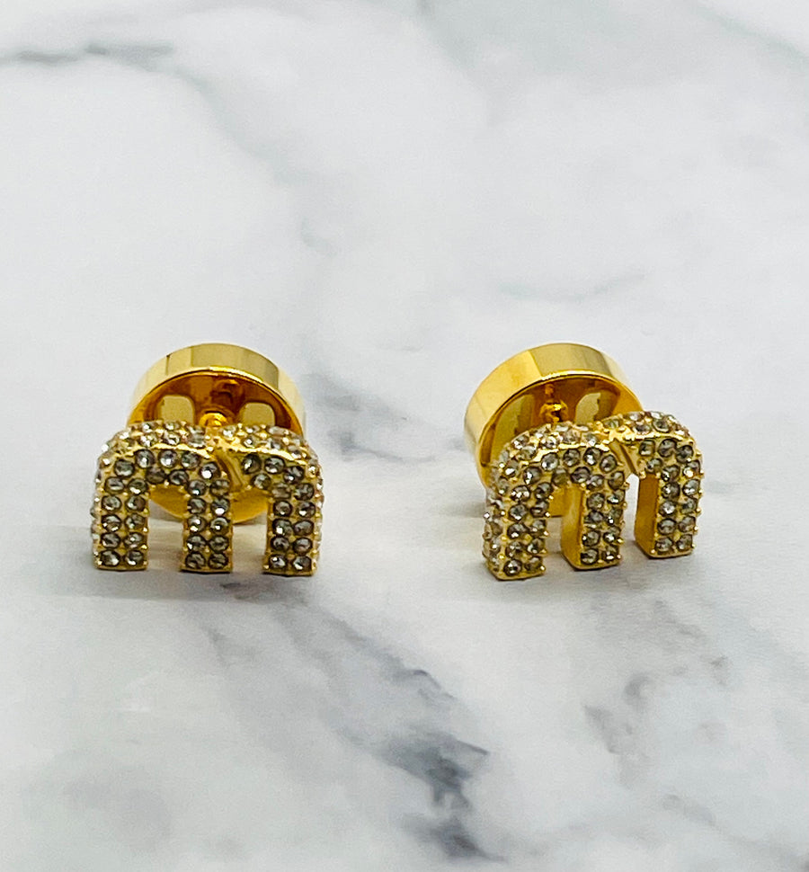 MIU MIU M Rhinestone Earrings - Pre-Owned — 1