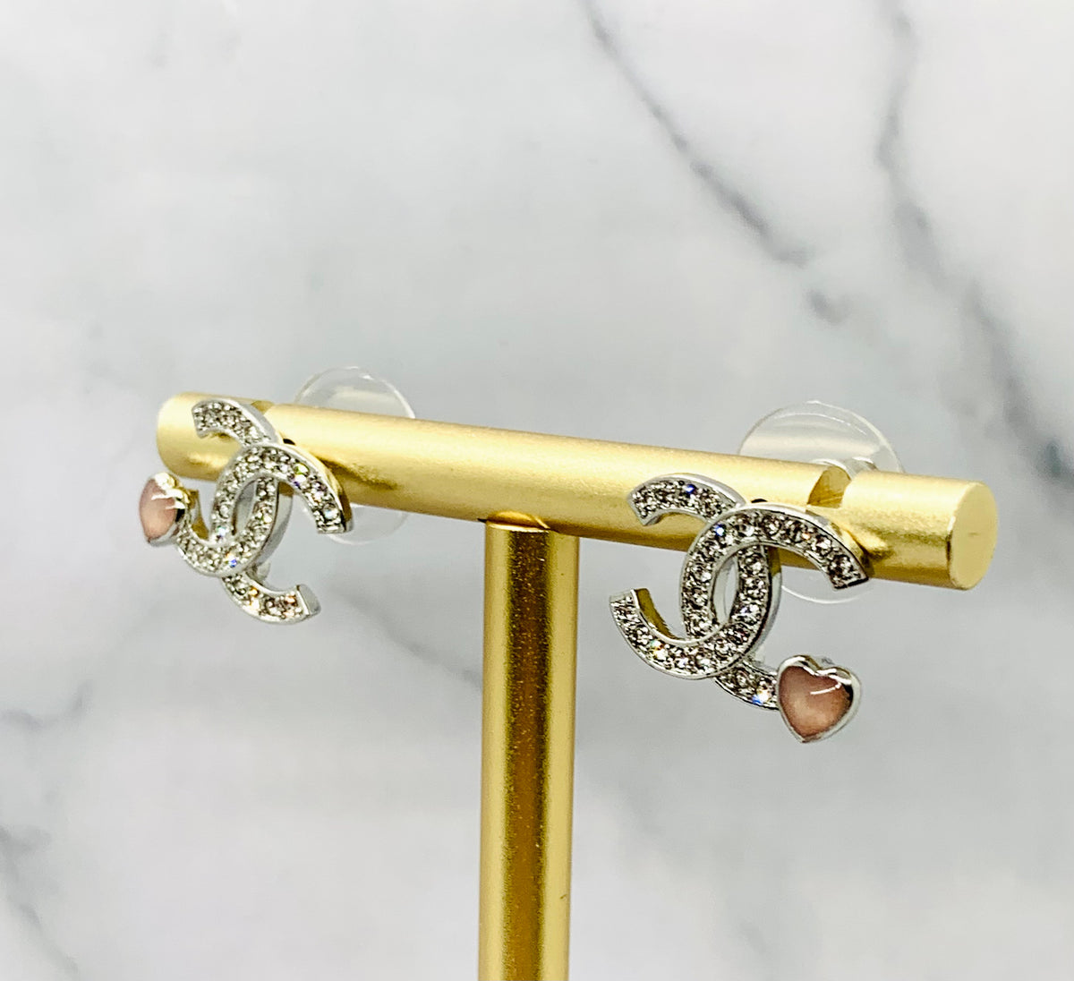CHANEL CC Rhinestone Heart Earrings - Pre-Owned — 5