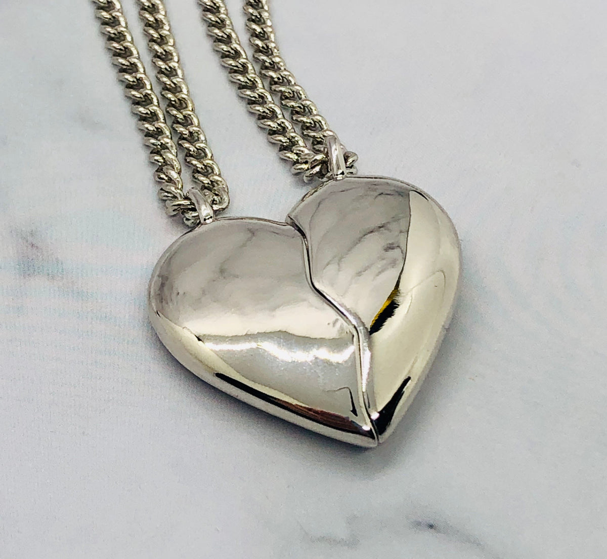 BALENCIAGA Love Lock Friendship Heart Silver Necklace Set - Pre owned