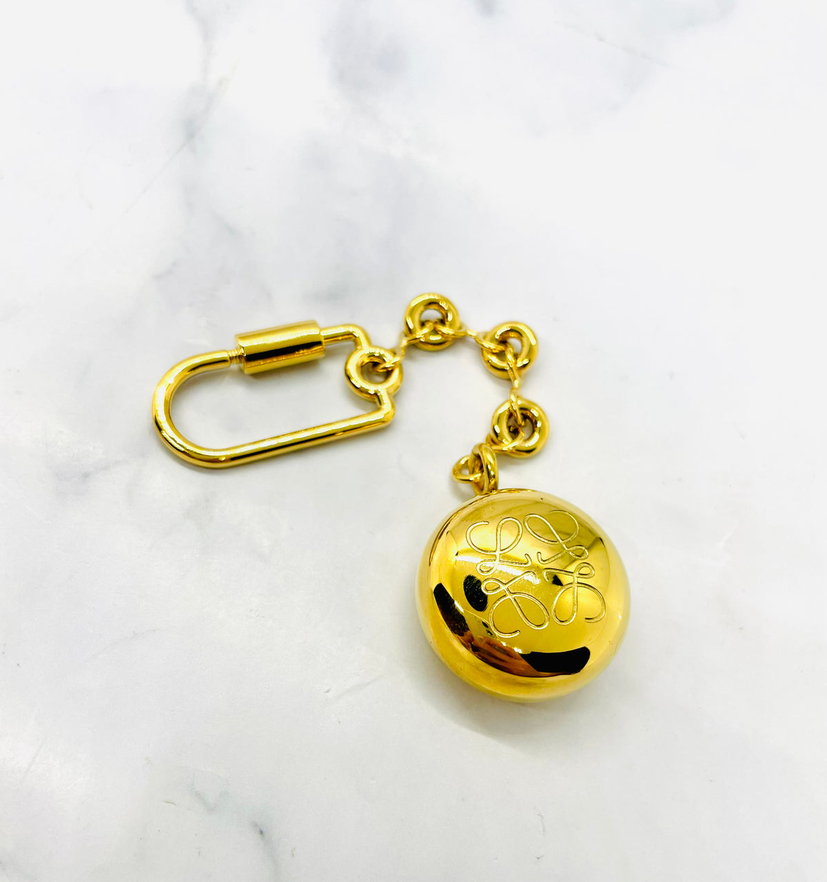 LOEWE Monogram Gold Tone Charm Key Chain - Pre owned