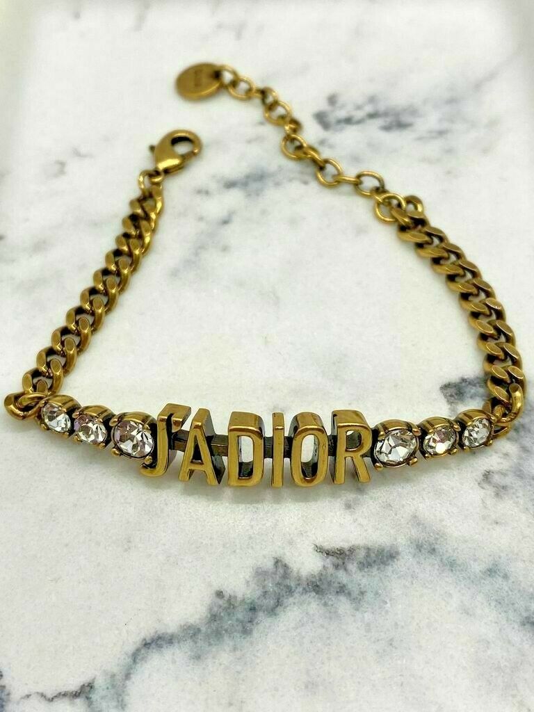 CHRISTIAN DIOR J'Adior Brass Tone Rhinestone Bracelet - Pre owned