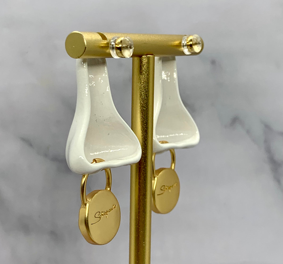 SCHIAPARELLI Statement Pierced Nose Pendant Earrings - Pre owned