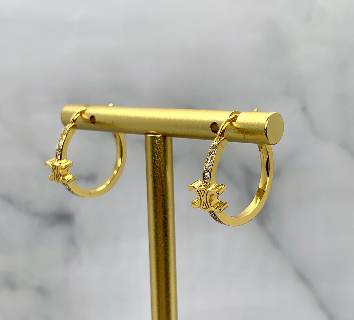 CELINE Rhinestone Hoop Earrings - Pre owned