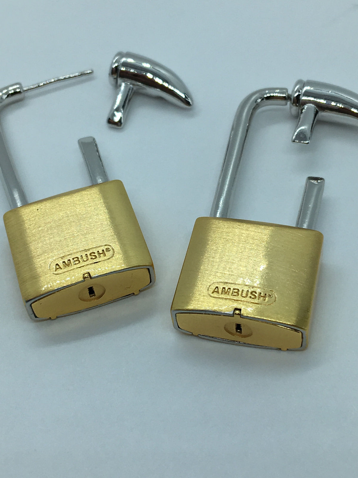 AMBUSH Gold & Silver Tone Padlock Earrings - Pre owned