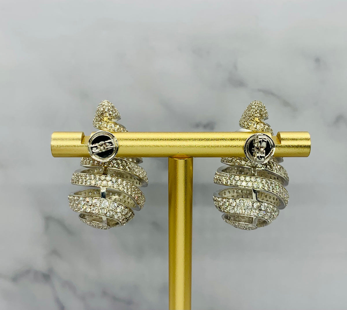 Auth BOTTEGA VENETA Silver Rhinestone Drop Earrings - Pre owned
