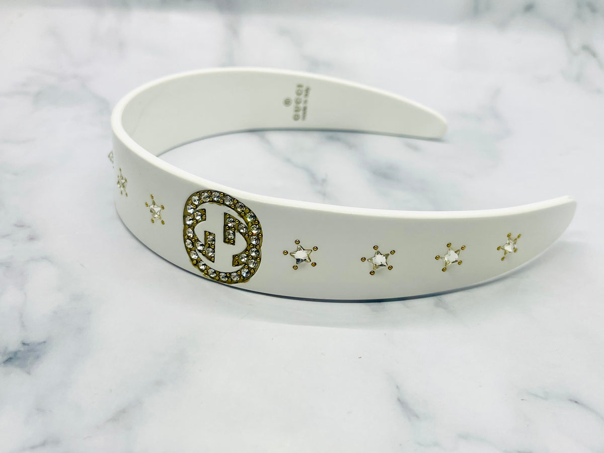 GUCCI White Acrylic Rhinestone Headband - Pre owned