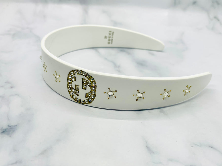 GUCCI White Acrylic Rhinestone Headband - Pre owned
