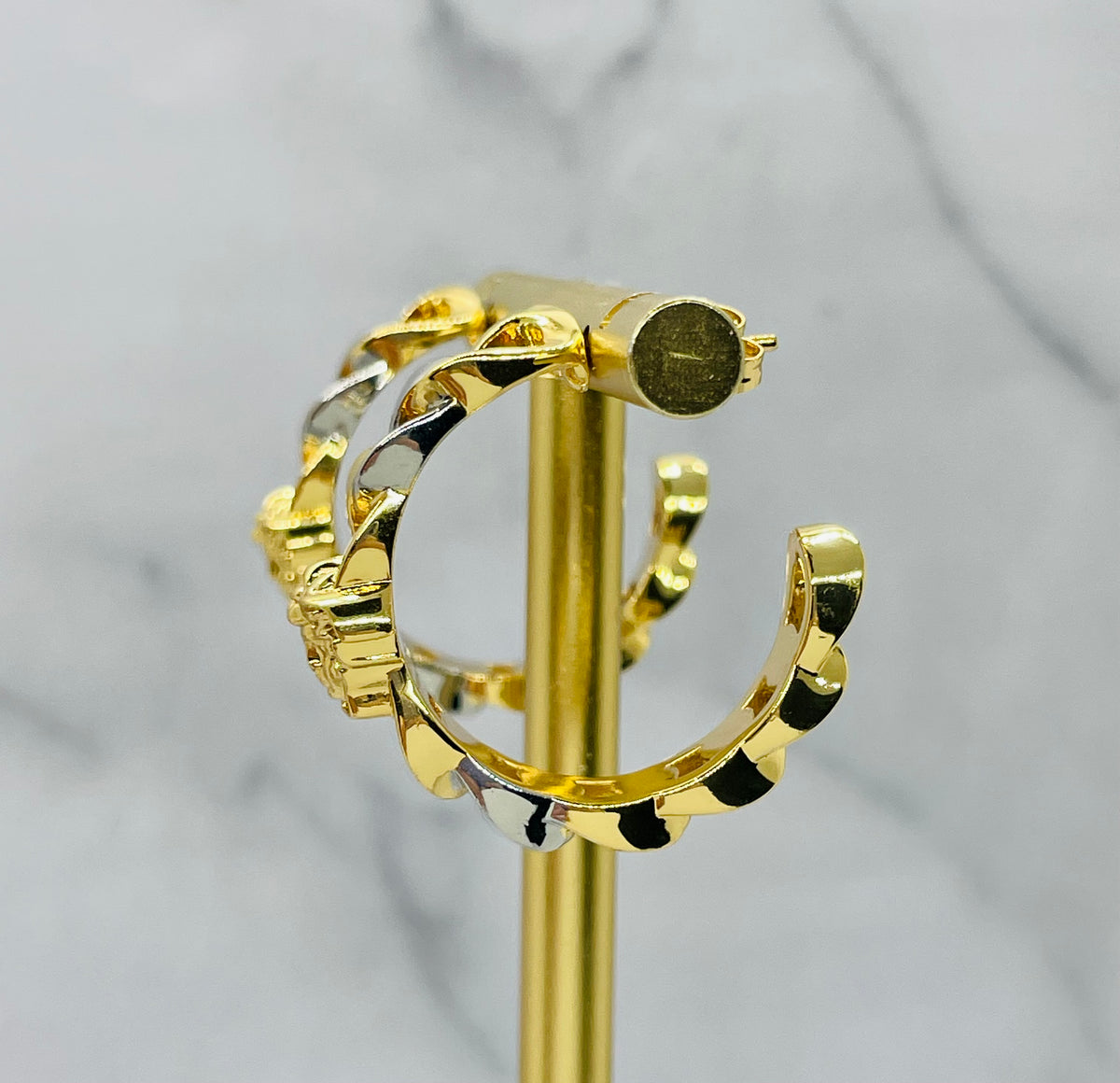 VERSACE Medusa Silver & Gold Hoop Earrings - Pre owned