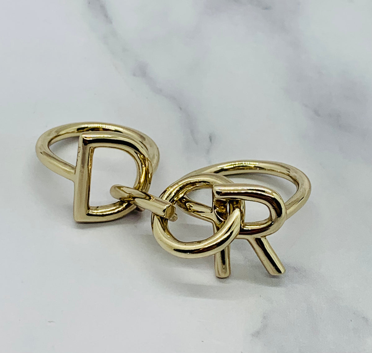 CHRISTIAN DIOR Silver Monogram Ring Size 6 - Pre owned