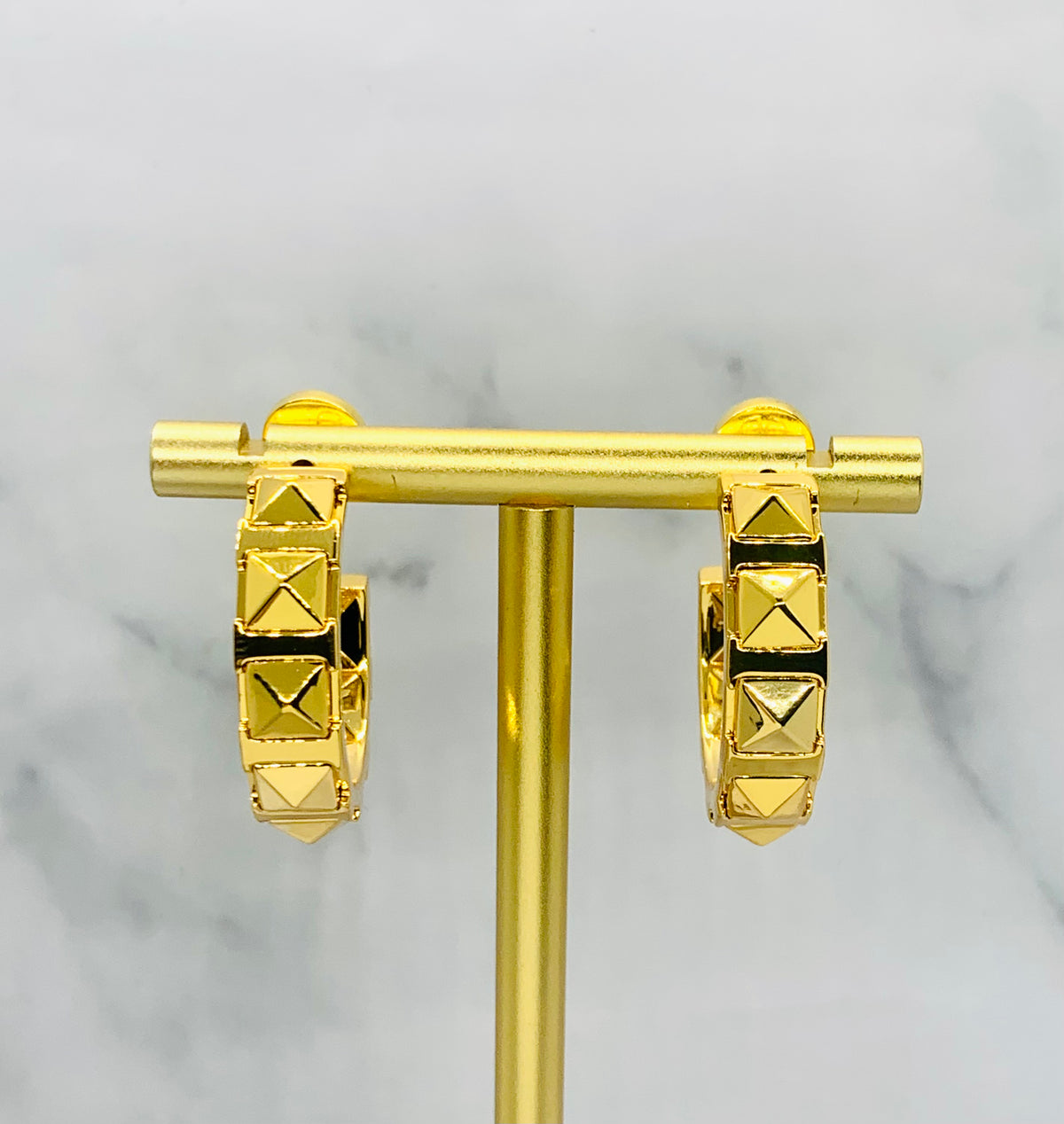 VALENTINO Gold Tone Studded Hoop Earrings - Pre owned