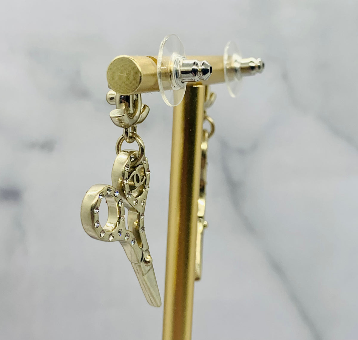 CHANEL CC Scissors Pendant Earrings - Pre owned