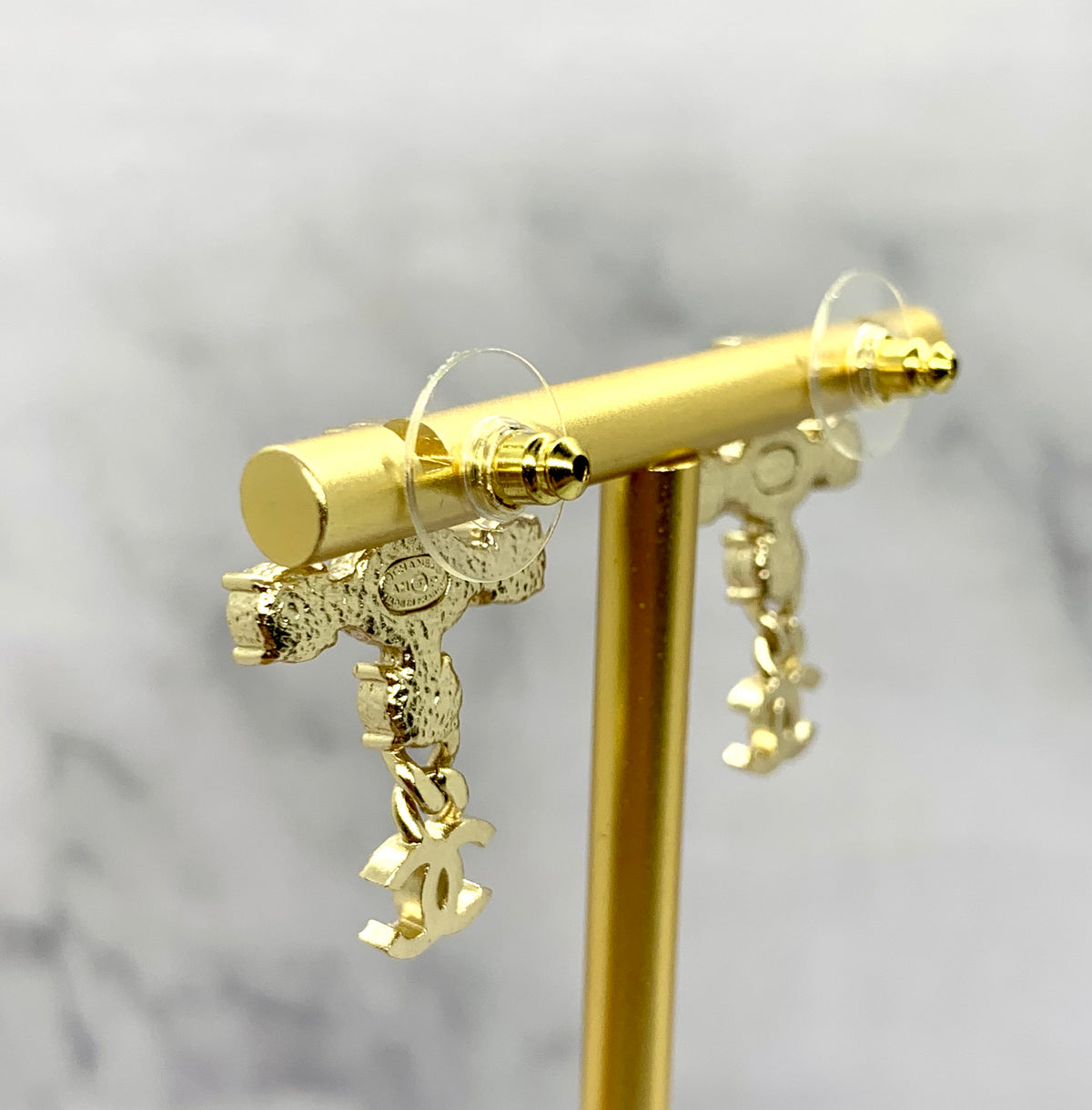 CHANEL CC Rhinestone Cross Earrings - USED