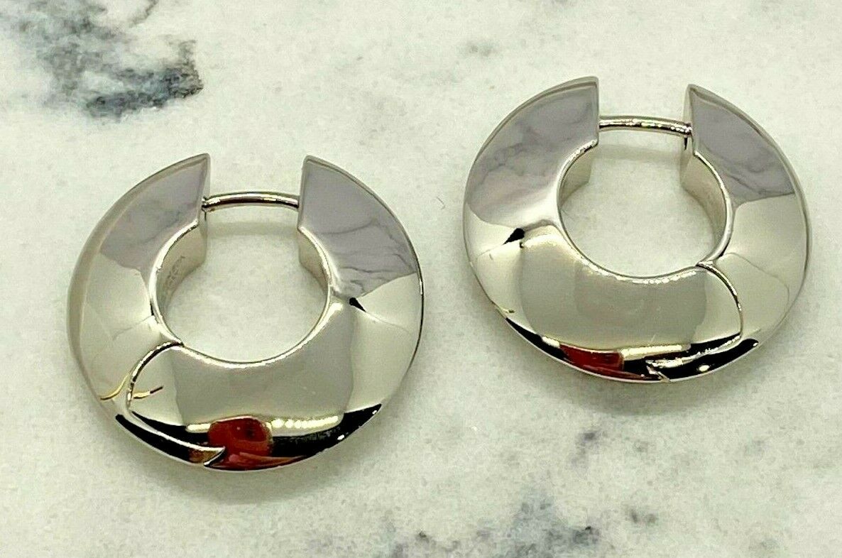 BOTTEGA VENETA Silver Disc Hoop Earrings - Pre owned